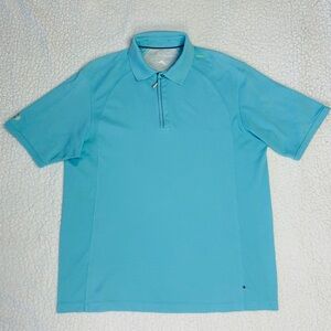 Tommy Bahama Polo Shirt Men's Size L Turquoise Blue 1/4 Zip Cotton Blend Casual